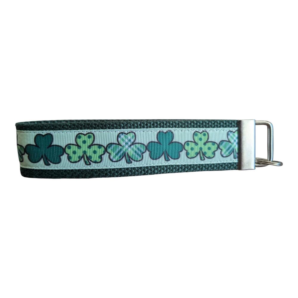 Shamrock Clover Keychain Wristlet Handmade Key FOB Irish St Patricks Day Lucky